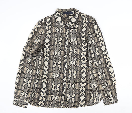 Womens UK Size 8 French Connection Brown Basic Button-Up