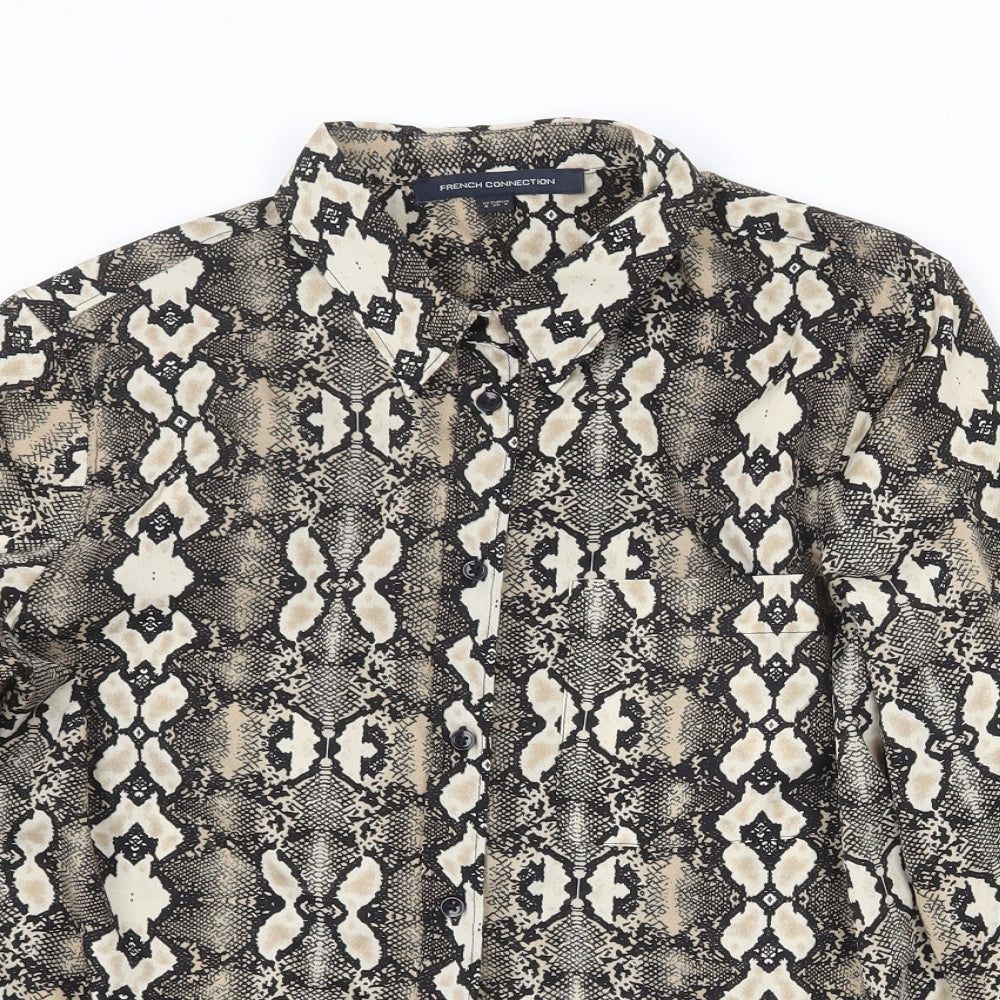 Womens UK Size 8 French Connection Brown Basic Button-Up