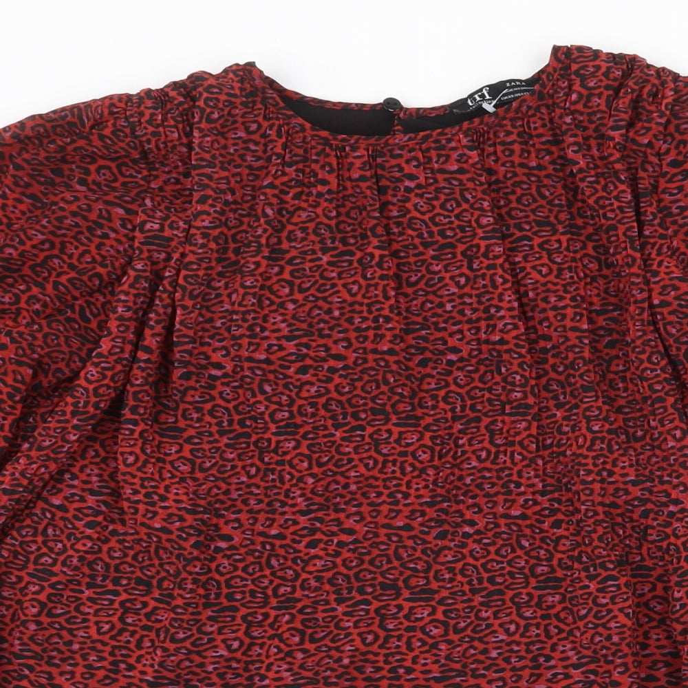 Womens UK Size XS Zara Red Basic Blouse