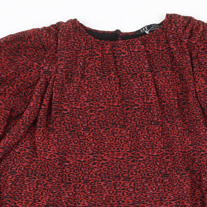 Womens UK Size XS Zara Red Basic Blouse