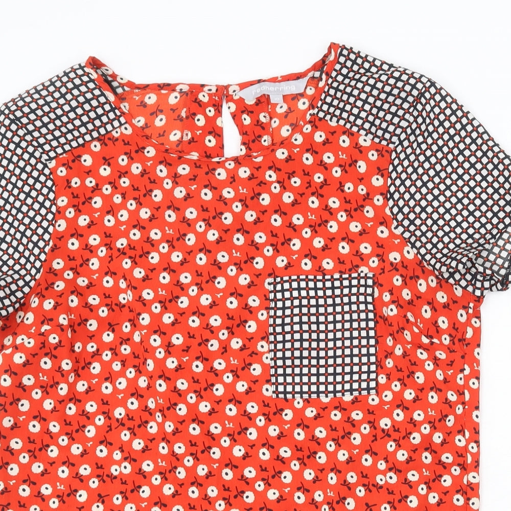 Womens UK Size 10 Red Herring Red Basic Blouse