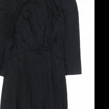 Preworn Womens Black Acetate Shift Size S Round Neck Zip