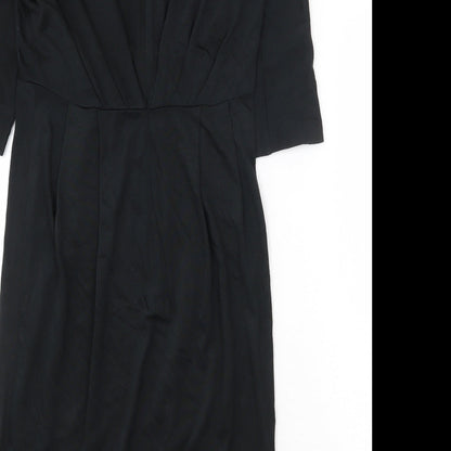 Preworn Womens Black Acetate Shift Size S Round Neck Zip