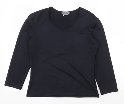 AMARANTO Womens Black Polyester Basic Blouse Size 12 Round Neck