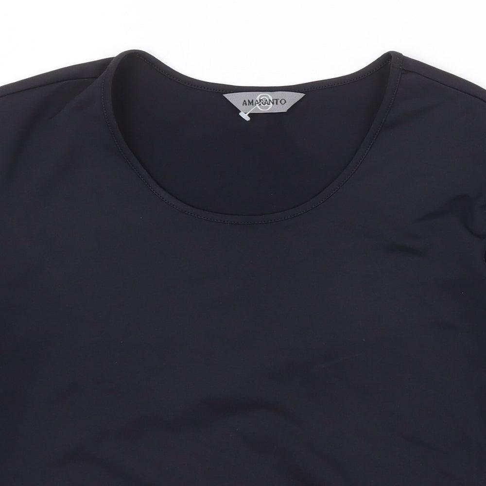 AMARANTO Womens Black Polyester Basic Blouse Size 12 Round Neck