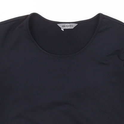 AMARANTO Womens Black Polyester Basic Blouse Size 12 Round Neck