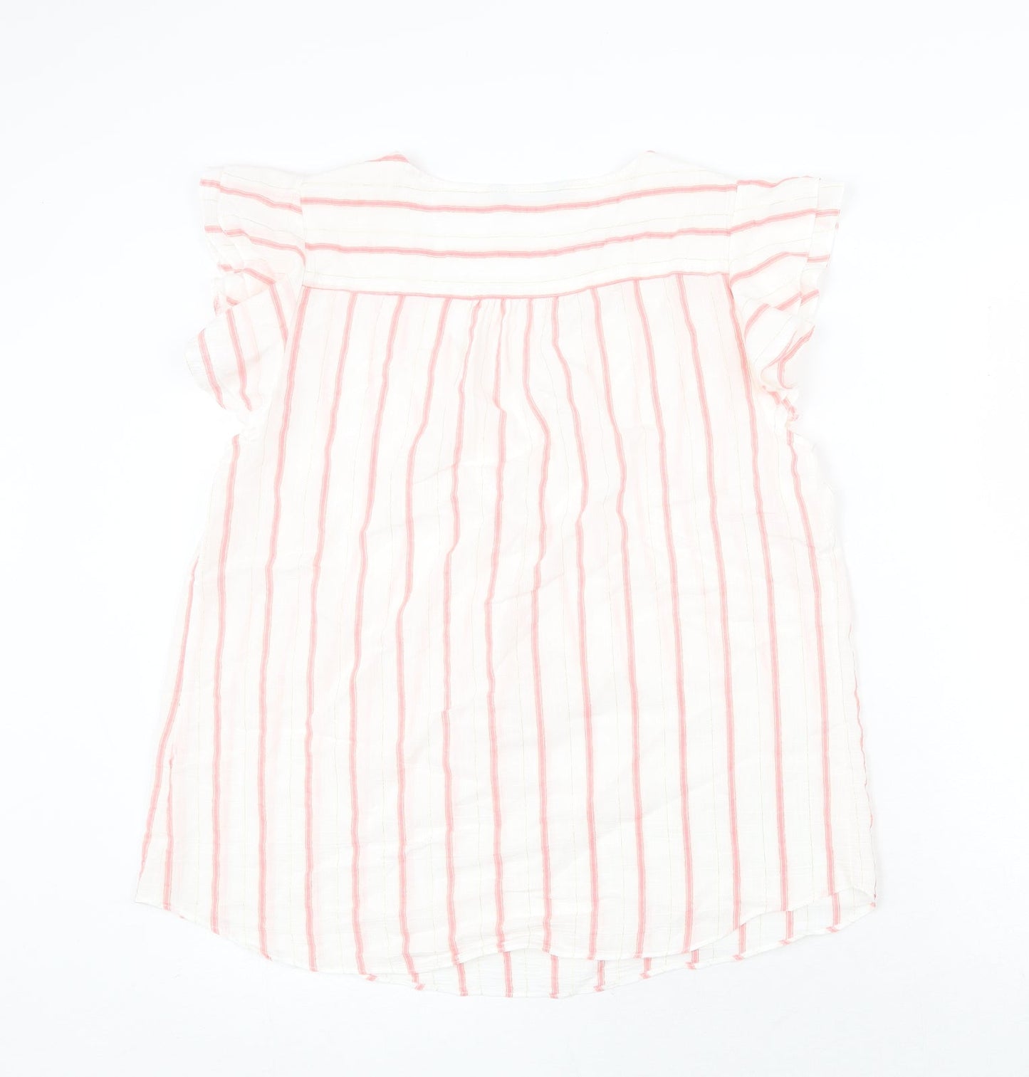 Papaya Womens White Striped Polyester Basic Blouse Size 12 V-Neck