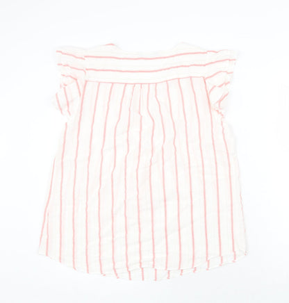 Papaya Womens White Striped Polyester Basic Blouse Size 12 V-Neck