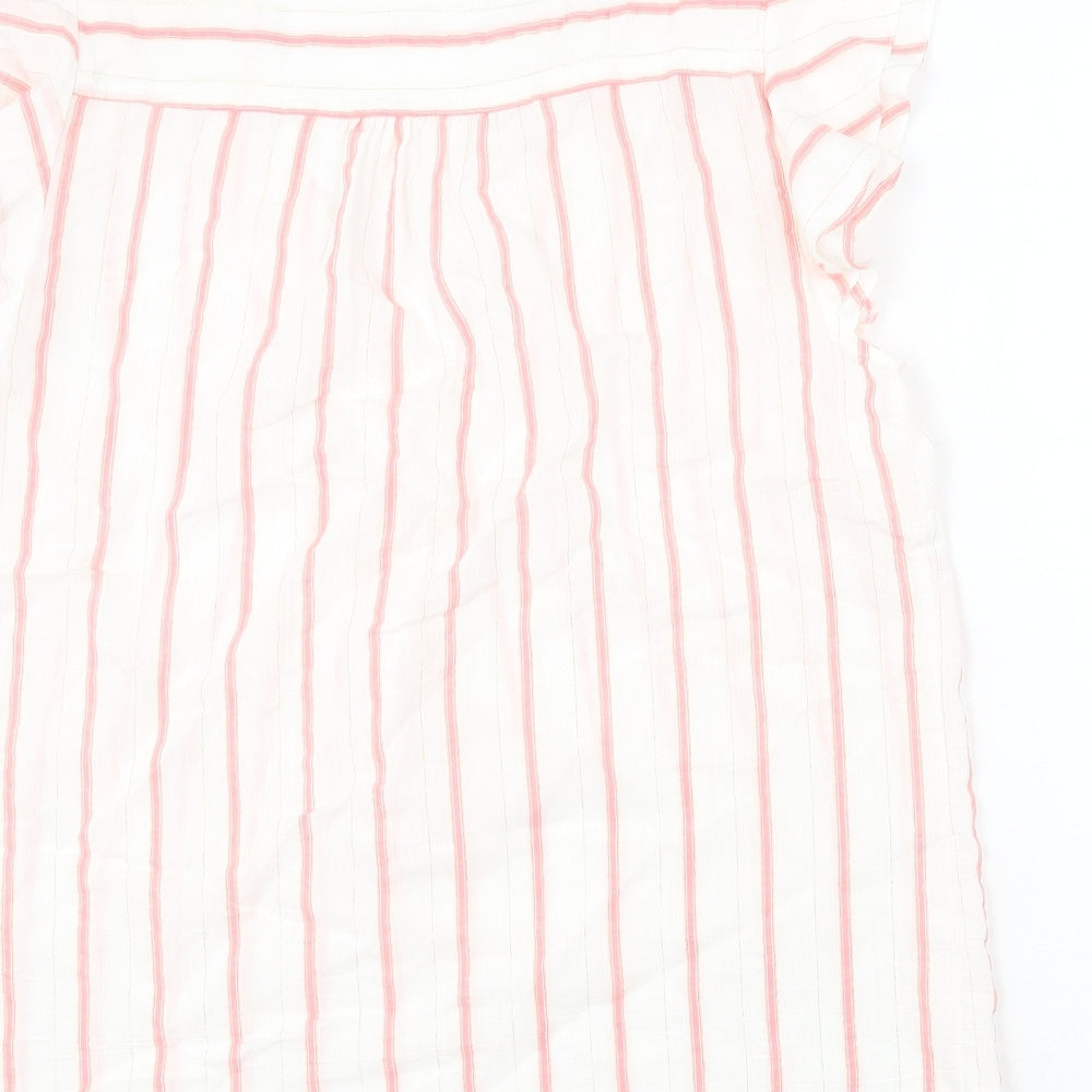 Papaya Womens White Striped Polyester Basic Blouse Size 12 V-Neck