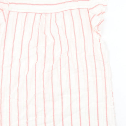 Papaya Womens White Striped Polyester Basic Blouse Size 12 V-Neck