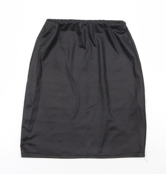 PRETTYLITTLETHING Womens Black Polyester A-Line Skirt Size 6