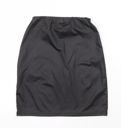 PRETTYLITTLETHING Womens Black Polyester A-Line Skirt Size 6