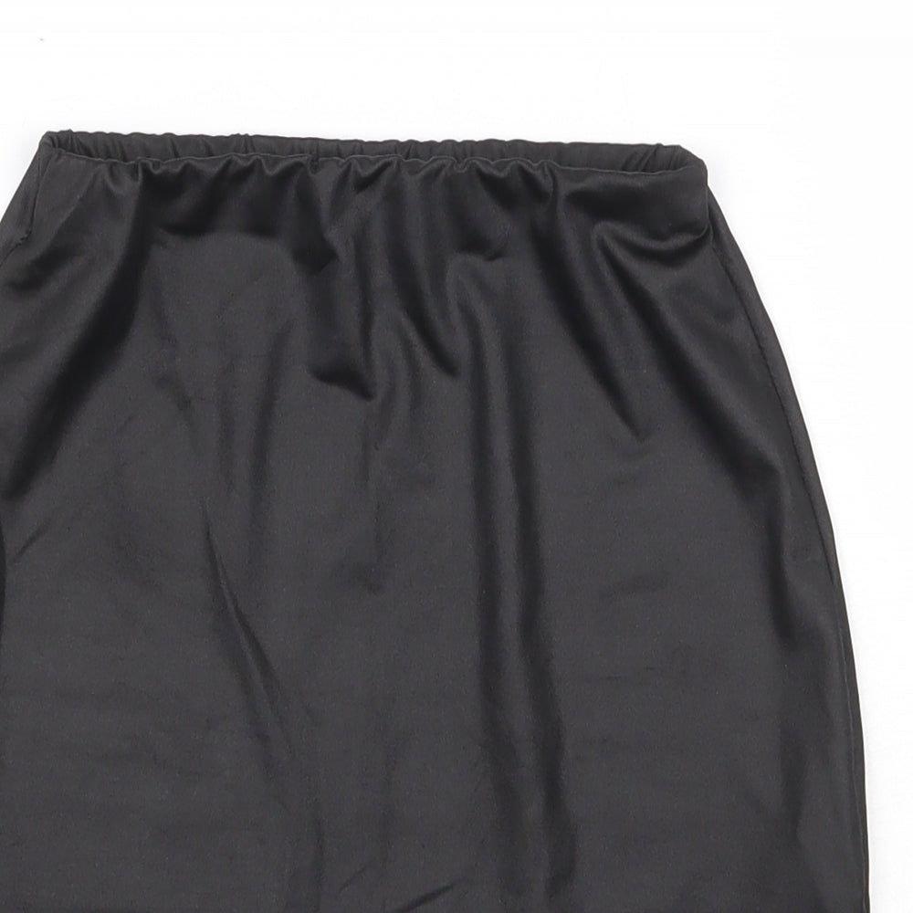 PRETTYLITTLETHING Womens Black Polyester A-Line Skirt Size 6