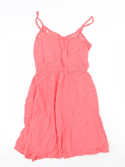 H&M Womens Pink Viscose Tank Dress Size 8 V-Neck Pullover