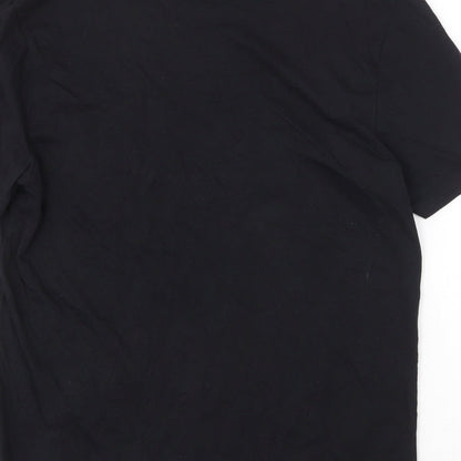 F&F Womens Black 100% Cotton Basic T-Shirt Size M Scoop Neck - Keep it Chilled Snowman