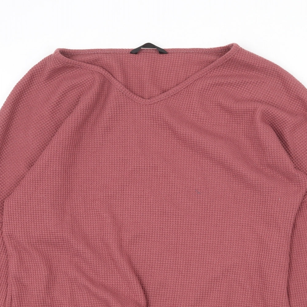 Womens UK Size M Preworn Pink Cropped Blouse