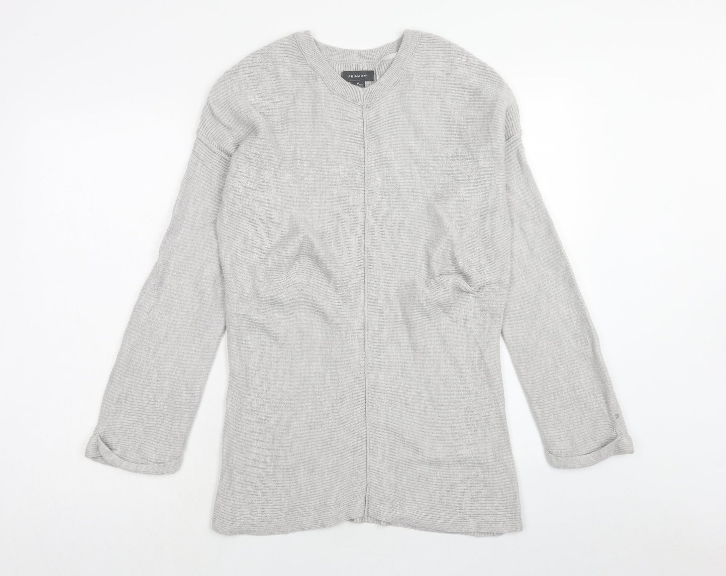 Primark Womens Grey V-Neck Cotton Pullover Jumper Size M - Size 10-12