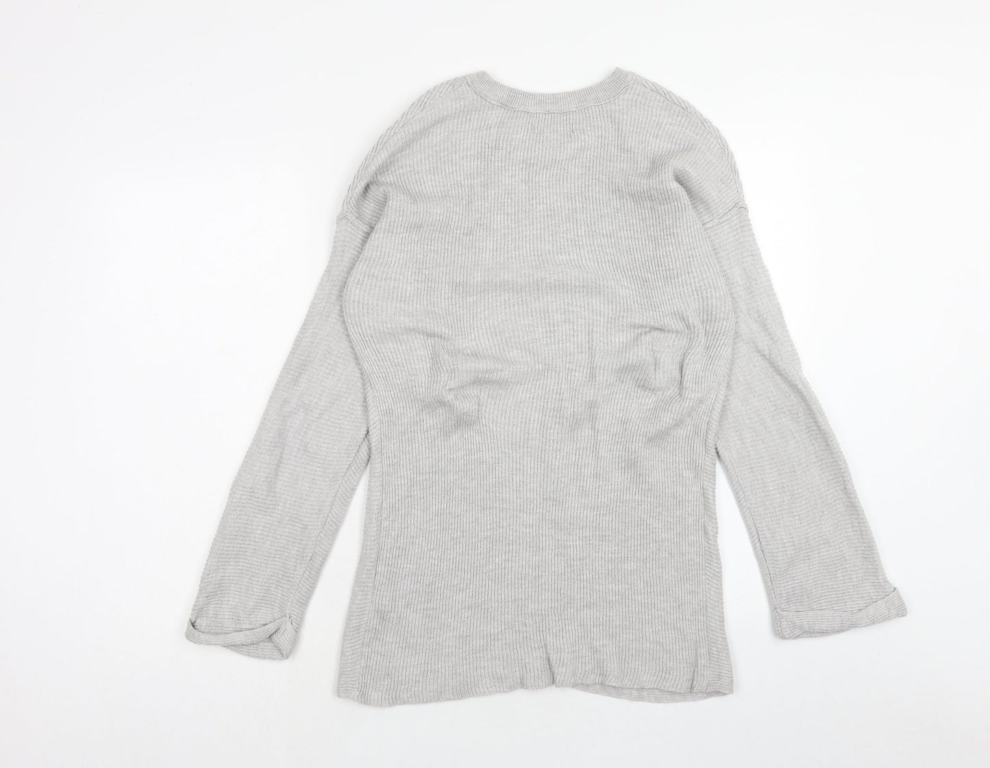 Primark Womens Grey V-Neck Cotton Pullover Jumper Size M - Size 10-12