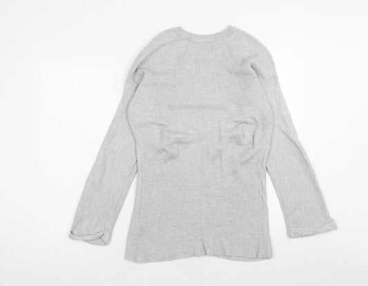 Primark Womens Grey V-Neck Cotton Pullover Jumper Size M - Size 10-12