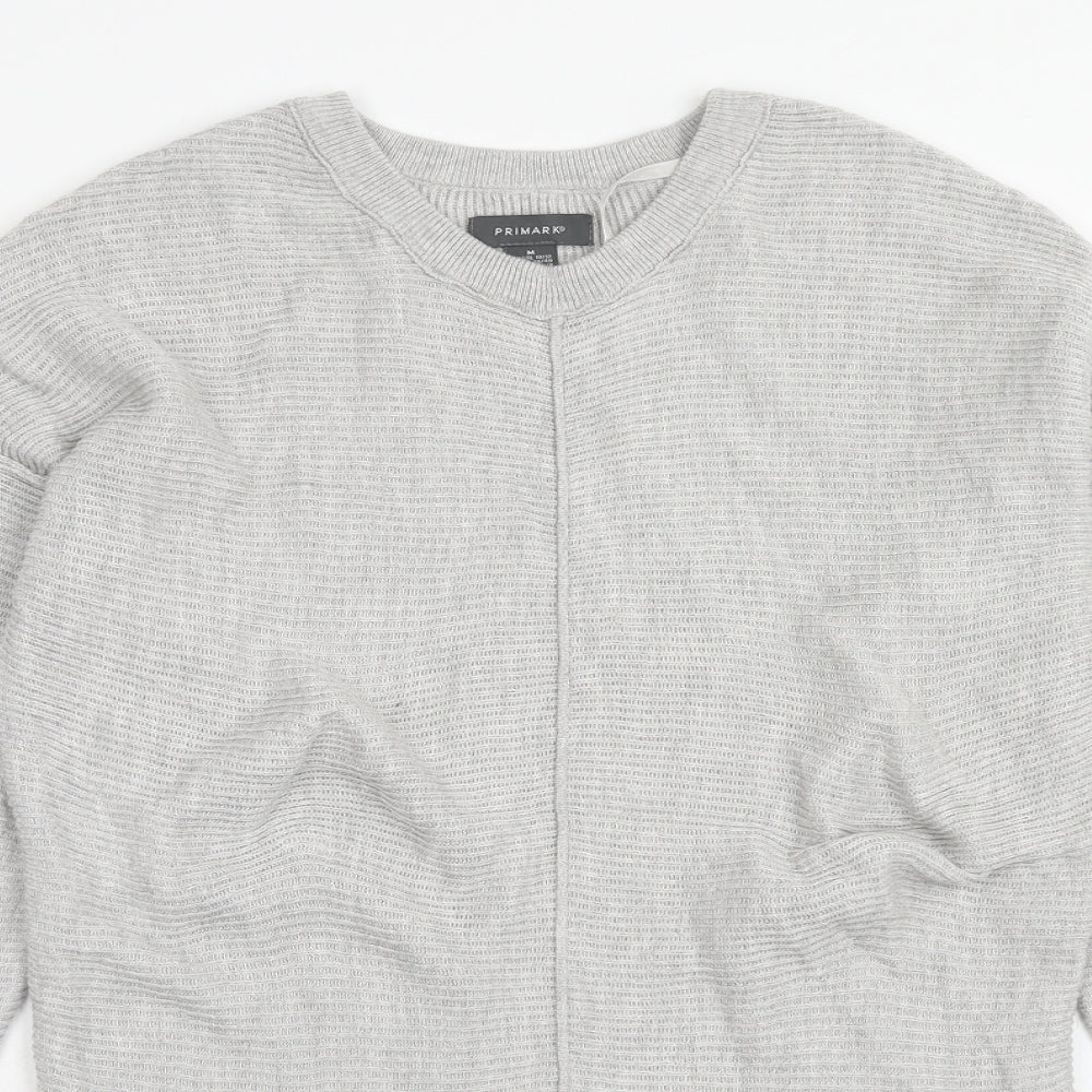 Primark Womens Grey V-Neck Cotton Pullover Jumper Size M - Size 10-12