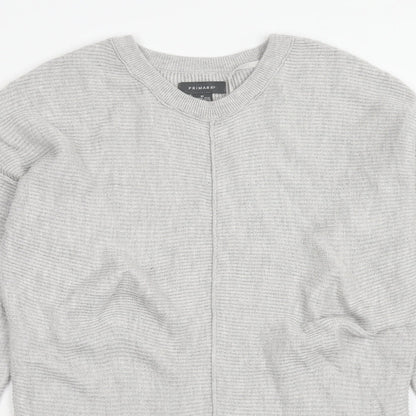 Primark Womens Grey V-Neck Cotton Pullover Jumper Size M - Size 10-12