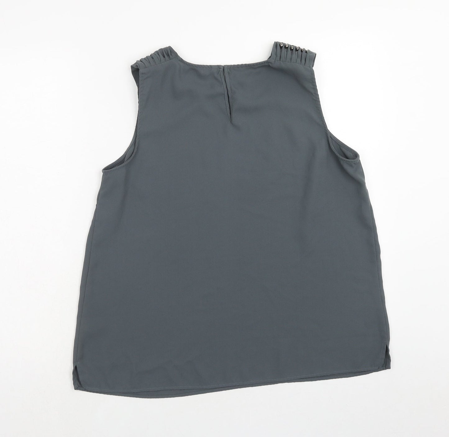 TU Womens Grey Polyester Basic Tank Size 8 Scoop Neck