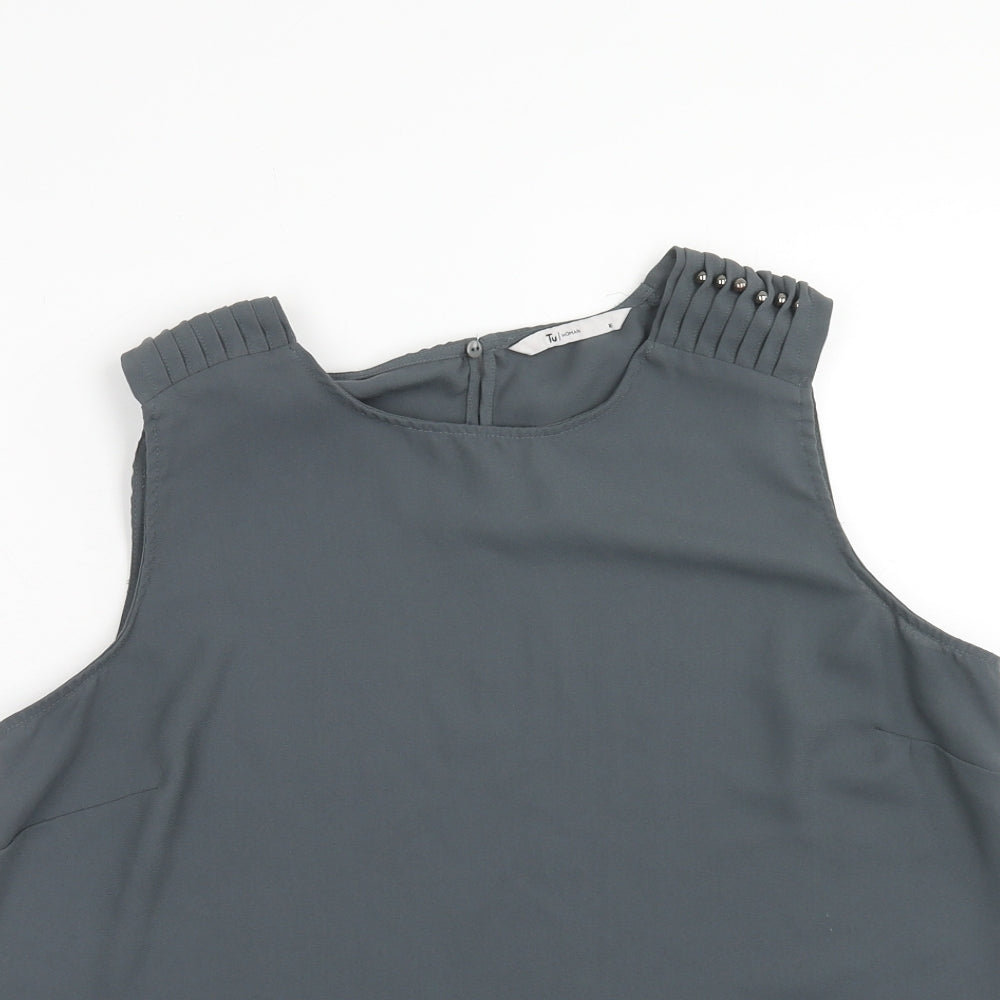 TU Womens Grey Polyester Basic Tank Size 8 Scoop Neck
