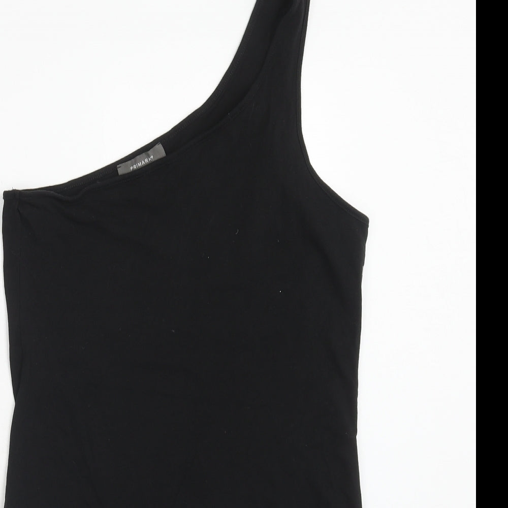 Primark Womens Black Cotton Bodysuit One-Piece Size L Snap