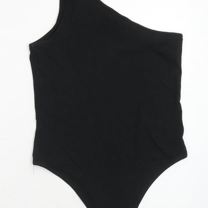 Primark Womens Black Cotton Bodysuit One-Piece Size L Snap