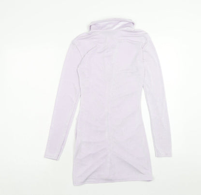 Missguided Womens Purple Polyester Bodycon Size 4 Collared Button