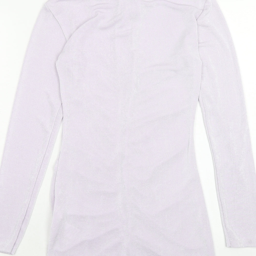 Missguided Womens Purple Polyester Bodycon Size 4 Collared Button