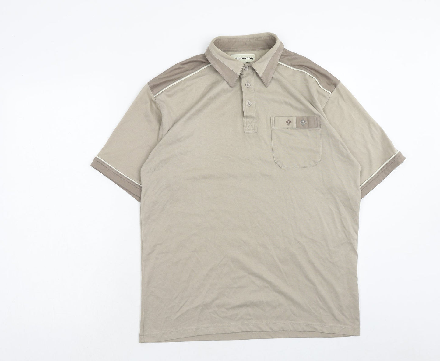 North wood Mens Grey Cotton Polo Size M Collared Button