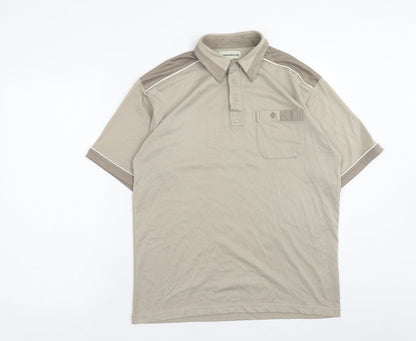 North wood Mens Grey Cotton Polo Size M Collared Button