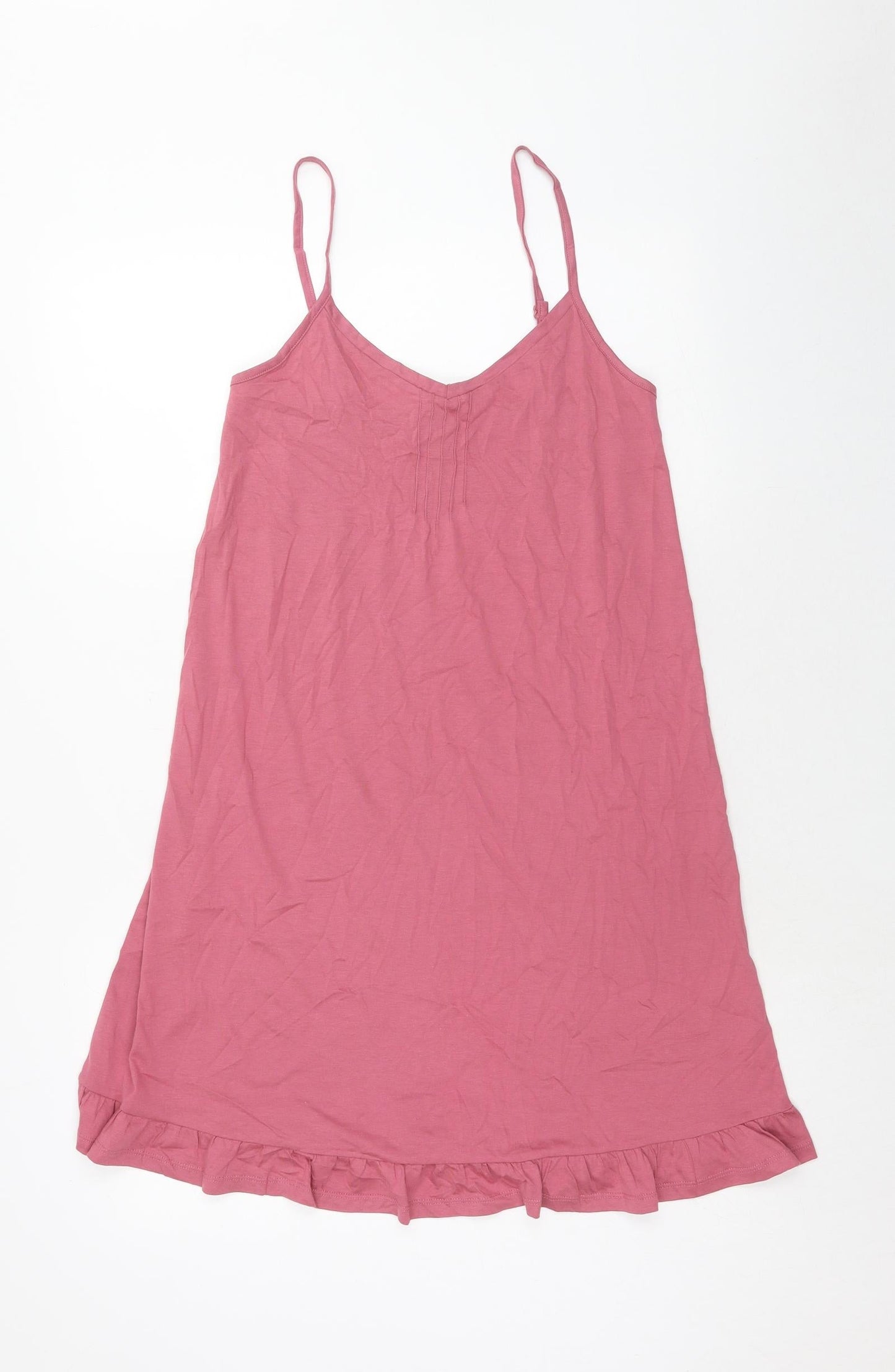 Marks and Spencer Womens Pink Cotton Tank Dress Size S V-Neck Pullover