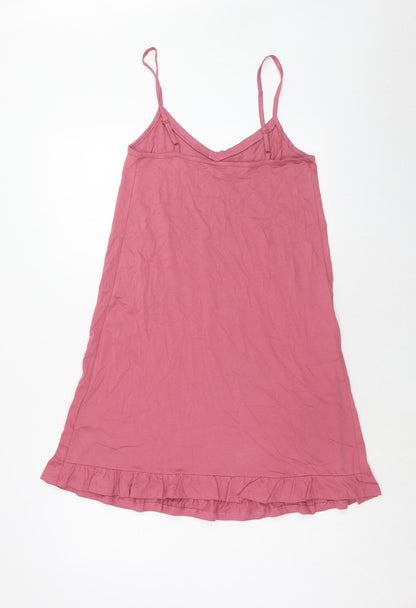 Marks and Spencer Womens Pink Cotton Tank Dress Size S V-Neck Pullover