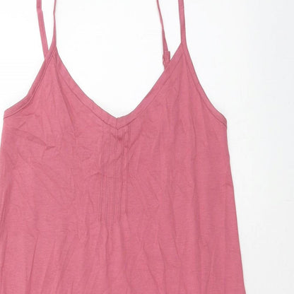 Marks and Spencer Womens Pink Cotton Tank Dress Size S V-Neck Pullover