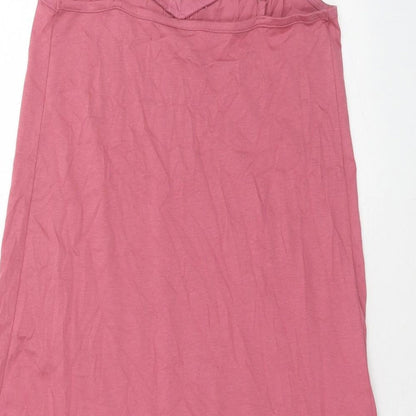 Marks and Spencer Womens Pink Cotton Tank Dress Size S V-Neck Pullover