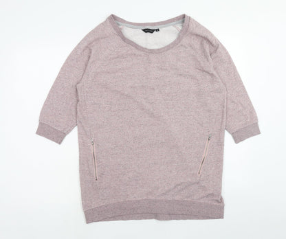 New Look Womens Pink Cotton Pullover Sweatshirt Size S Zip