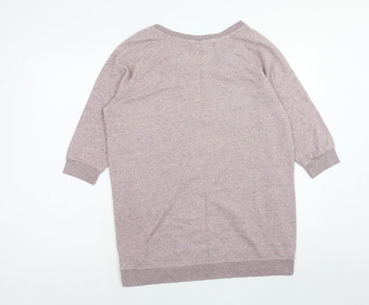 New Look Womens Pink Cotton Pullover Sweatshirt Size S Zip