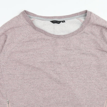 New Look Womens Pink Cotton Pullover Sweatshirt Size S Zip