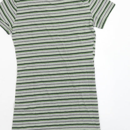 Dazy Womens Green Striped Cotton T-Shirt Dress Size S Round Neck Pullover