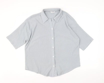 Papaya Womens Blue Polyester Basic Button-Up Size 14 Collared