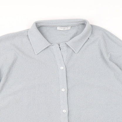 Papaya Womens Blue Polyester Basic Button-Up Size 14 Collared