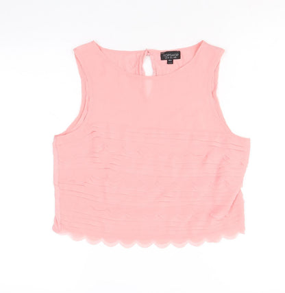 Womens UK Size 10 Topshop Pink Cropped Tank