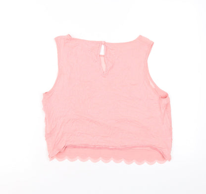 Womens UK Size 10 Topshop Pink Cropped Tank