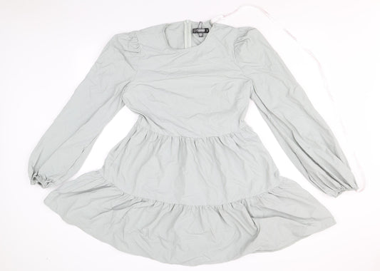 Missguided Womens Grey Polyamide Fit & Flare Size 12 Round Neck Zip