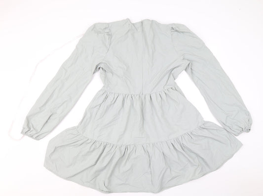 Missguided Womens Grey Polyamide Fit & Flare Size 12 Round Neck Zip