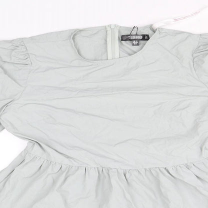 Missguided Womens Grey Polyamide Fit & Flare Size 12 Round Neck Zip
