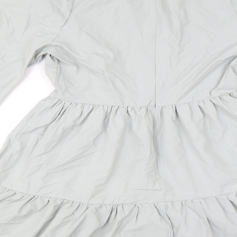 Missguided Womens Grey Polyamide Fit & Flare Size 12 Round Neck Zip