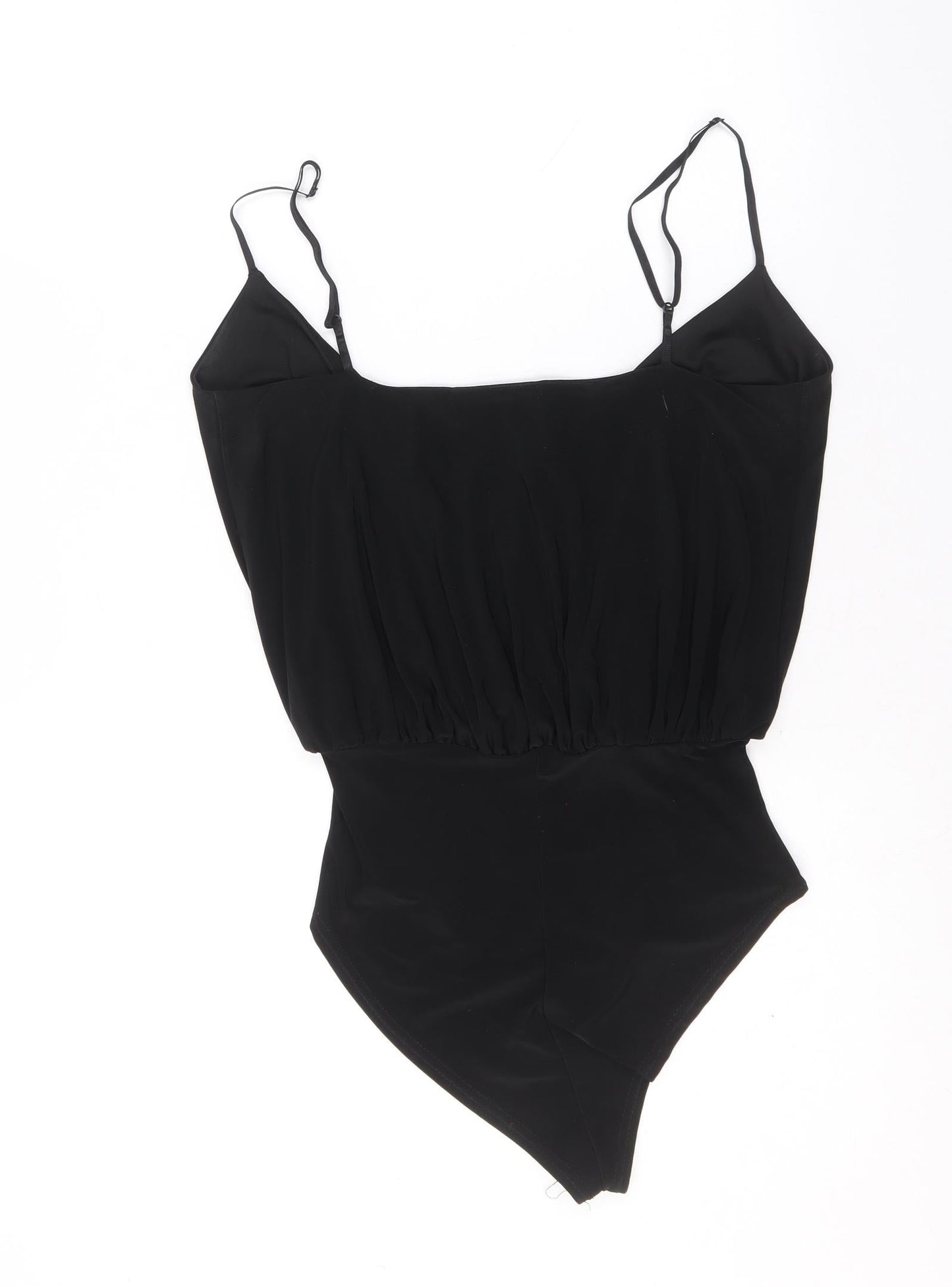 Boohoo Womens Black Polyester Bodysuit One-Piece Size 8 Pullover - Knot Front